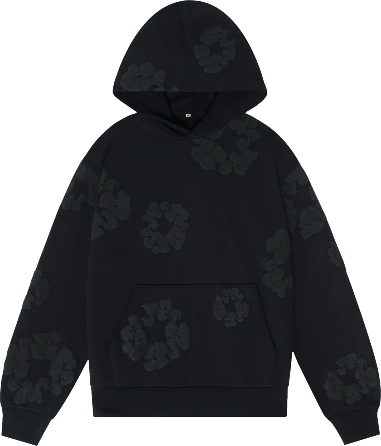 Black Monochrome Denim Tear Hoodie Elite Fits