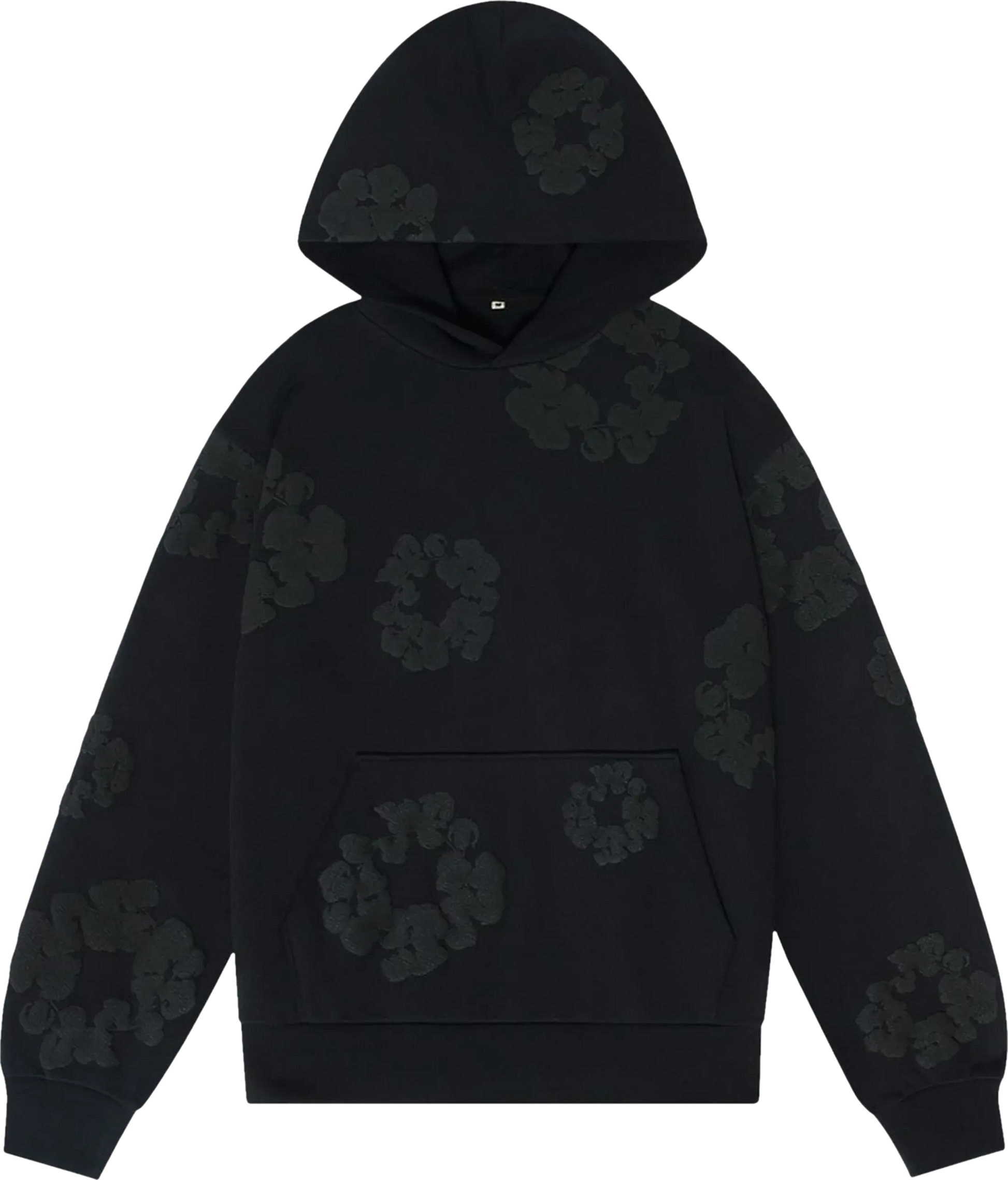 Black Monochrome Denim Tear Hoodie Elite Fits