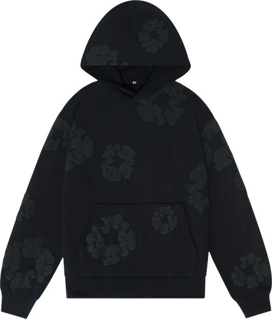 Black Monochrome Denim Tear Hoodie Elite Fits
