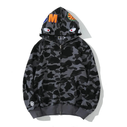 BAPE Color Camo Shark Zip Hoodie Black elite fits