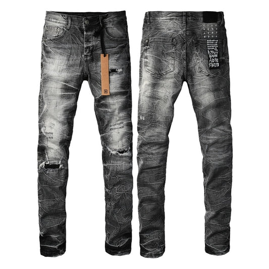 Ksubi Black Vintage Wash Distressed Slim Denim