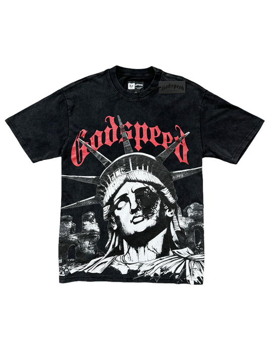 Godspeed Liberty Graphic Washed Black Tee