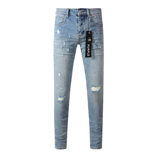 Purple Brand Light Wash Distressed Slim Jeans