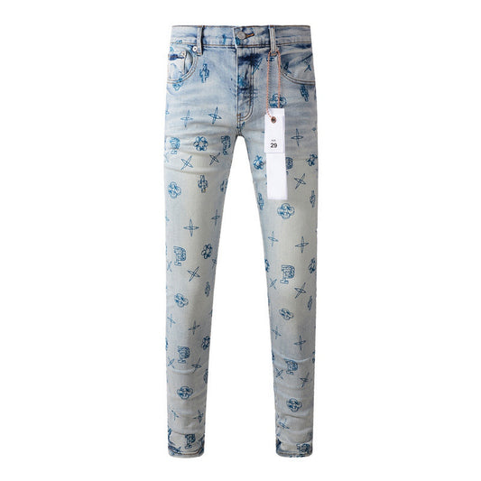 Purple Brand All-Over Print Slim Denim