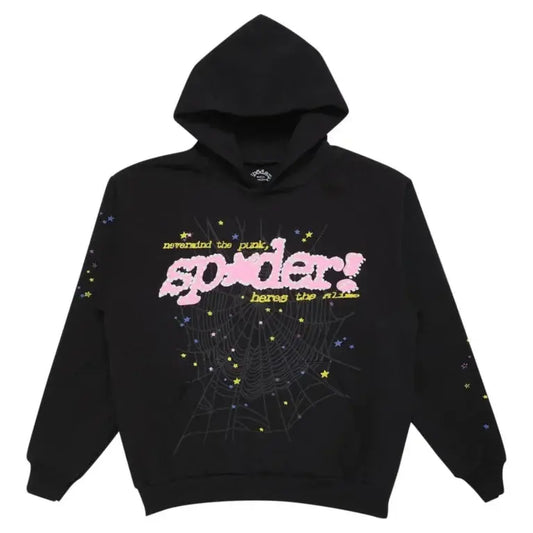Sp5der P*nk Hoodie ‘Black Elite Fits